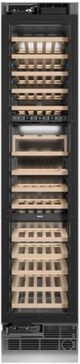 ZLINE Autograph Edition 18 in. 9 Cu. Ft. Triple Zone 68 Bottle Panel Ready Left Hinge Column Wine Cooler with Matte Black Accents-0