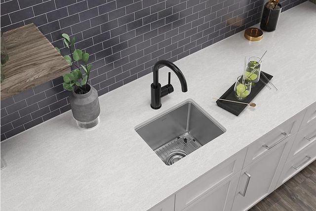 Elkay Crosstown® Polished Satin 15"1-Hole Single Bowl Dual Mount Bar Sink Kit-2