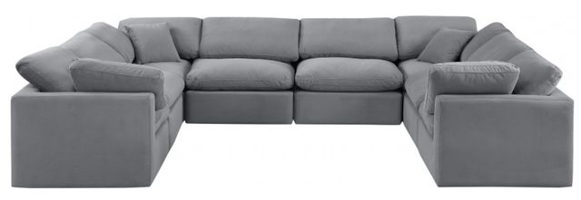 Meridian Furniture Indulge 8-Piece Gray Velvet Sectional -1
