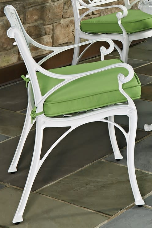 homestyles® Sanibel 7 Piece White Outdoor Dining Set with Umbrella and Cushions-2