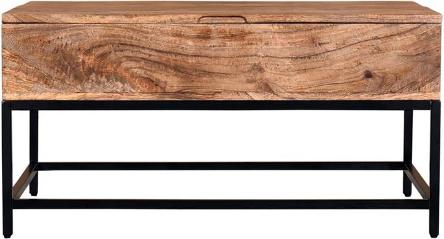 Worldwide Homefurnishings Inc. Ojas Natural Burnt Lift-Top Coffee Table with Black Base -2