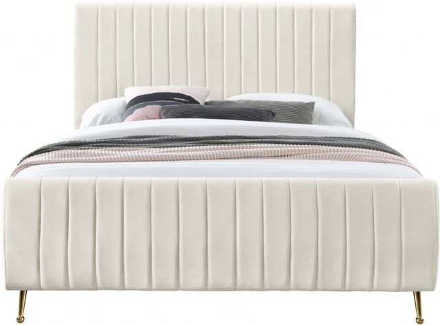 Meridian Furniture Zara Cream Queen Upholstered Panel Bed-1