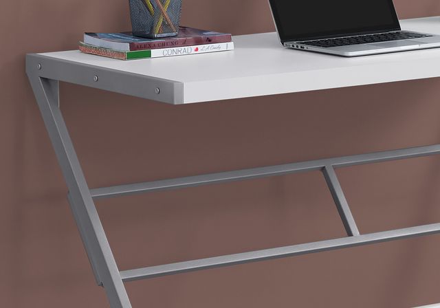 Monarch Specialties Inc. 48"L White and Silver Metal Computer Desk-1