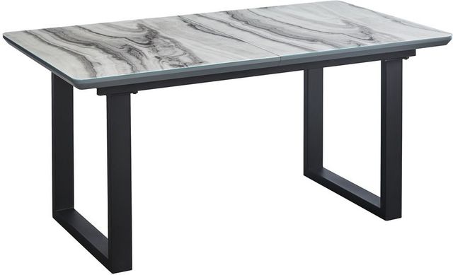 Mazin Furniture Barcelona Gray Faux Marble Dining Table with Black Metal Base -0