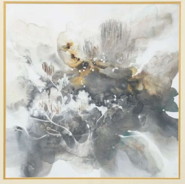 StyleCraft Soul Flower Gold/Gray/White Wall Art-1