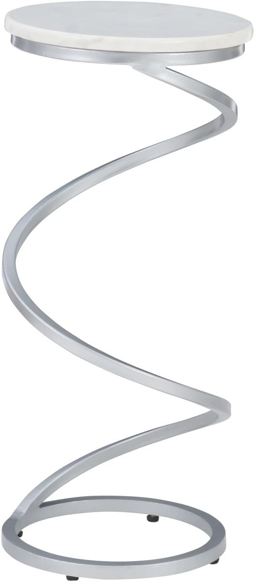 Powell® Gigi White Spiral Drink Table with Silver Base-0
