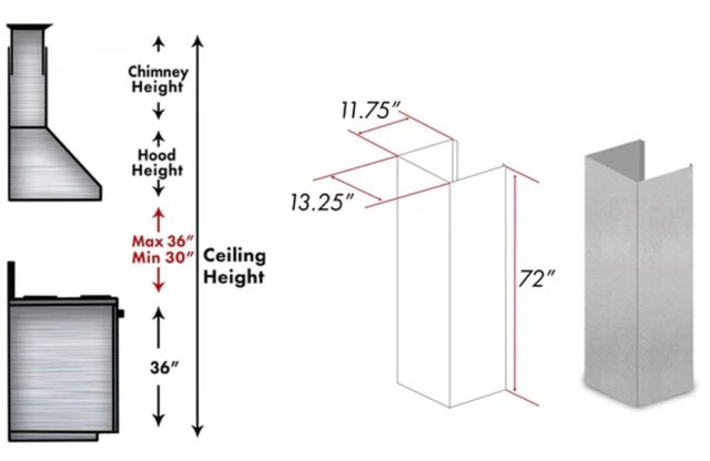 ZLINE 61" Satin Stainless Steel Chimney Extension-1