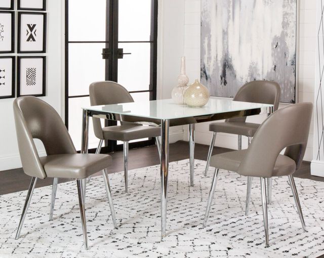 Cramco Atom Super White Glass Top Dining Table with Chrome Base-2