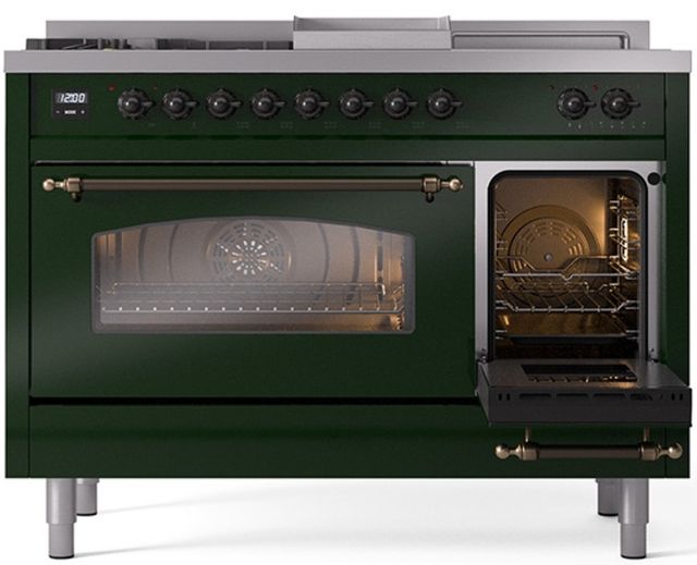 Ilve® Nostalgie II Series 48" Emerald Green Pro Style Dual Fuel Range-3