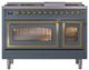 Ilve® Nostalgie II Noblesse 48'' Blue Gray Pro Style Dual Fuel Range with Brass Trim-1