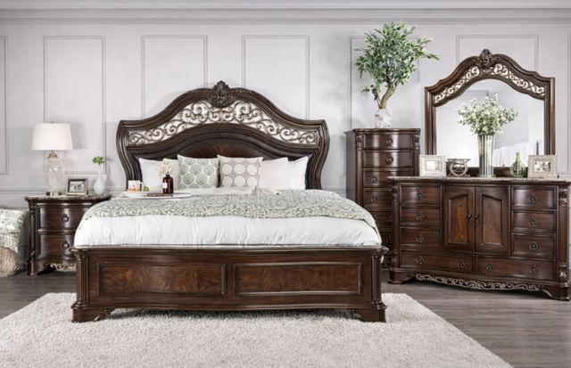 Furniture of America® Menodora 5-Piece Brown Cherry Queen Bedroom Set-0