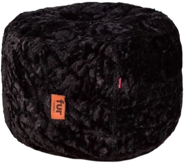 CordaRoy's® Black Faux Fur Pouf Footstool-0