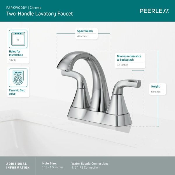 Peerless Parkwood® Chrome 6" 2-Handle Centerset Lavatory Faucet-1