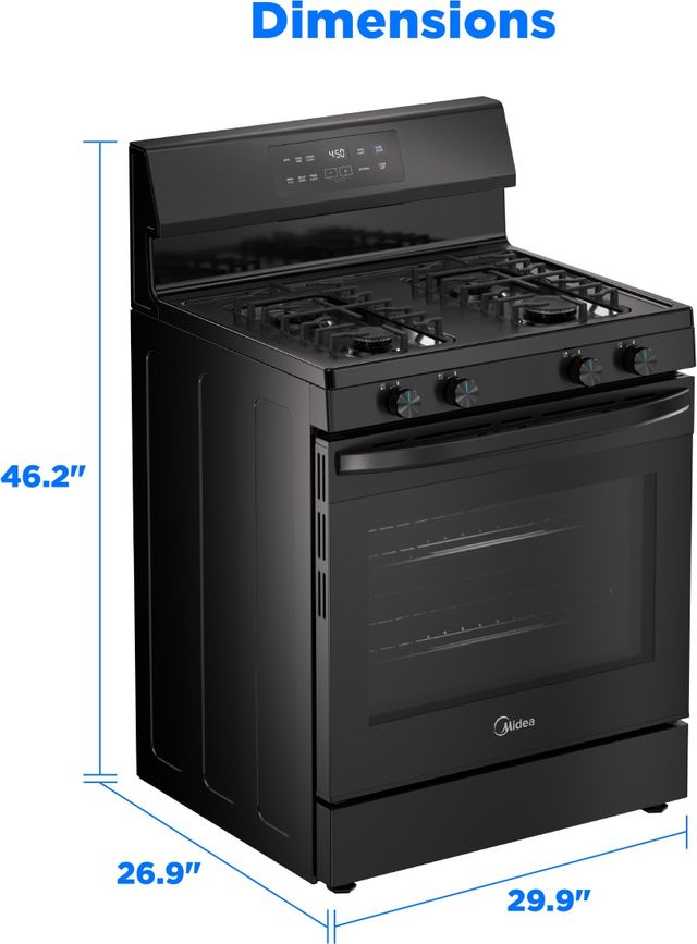Midea® 30" Black Freestanding Gas Range-2
