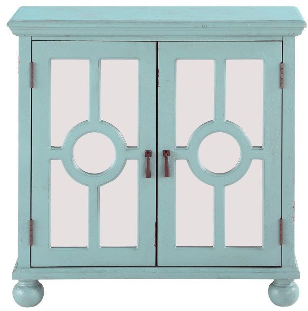 Mazin Furniture Polly Aqua Accent Chest with Mirror-1