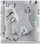 Olliix by True North by Sleep Philosophy Grey Penguins Queen Cozy 100% Cotton Flannel Printed Sheet Set-0
