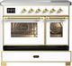 Ilve® Majestic III 40" White Pro Style Induction Range with Triple Glass Door and Brass Trim-2
