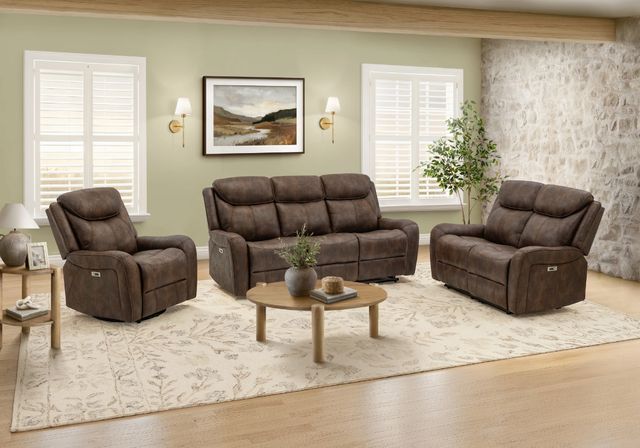 Monarch Specialties Inc. Brown Faux Leather Power Swivel Glider Reclining Chair with USB Ports-2