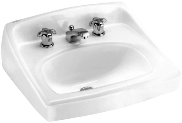 American Standard Lucerne® White Wall-Hung Sink for Exposed Bracket Support with 8" Widespread-0