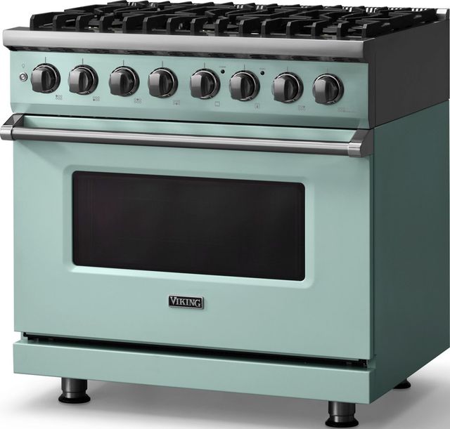 Viking® 5 Series 36" Splash Pro Style Dual Fuel (LP) Range with Polished Chrome Trim-3