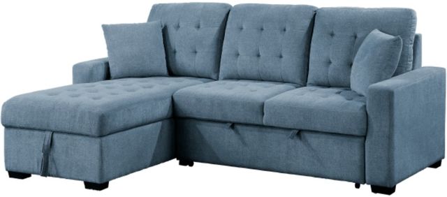 Homelegance® Waitsfield 2-Piece Blue Left-Arm Facing Pull-out Sleeper Sectional and Chaise with Hidden Storage-0