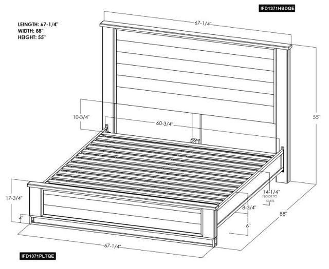 International Furniture Direct Dark Teak Black Queen Panel Bed-2
