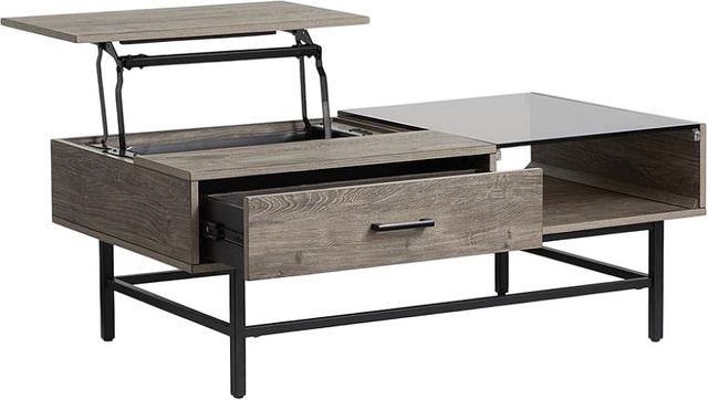 Magnussen Home® Fenwick Whitetail Brown Rectangular Lift Top Cocktail Table with Matte Black Base-1