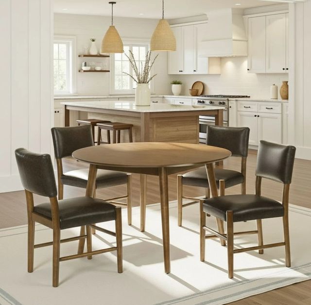 Armen Living Bennet 5-Piece Brown/Oak Dining Set-1