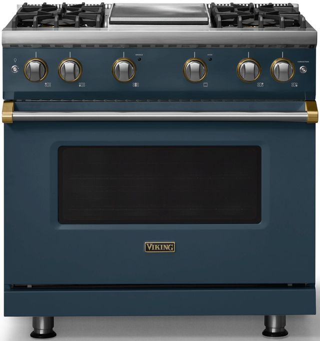 Viking® 5 Series 36" Squall Pro Style Gas (LP) Range with Brushed Brass Trim-0
