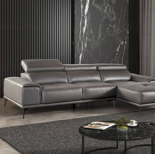 Furniture of America® Vadso Dark Gray Sectional with Right Chaise-2