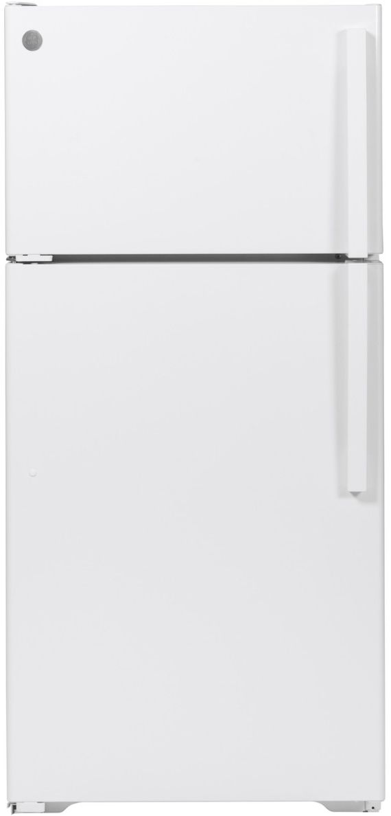 GE® 28" 15.6 Cu. Ft. ENERGY STAR® White Left Swing Top Freezer Refrigerator-0