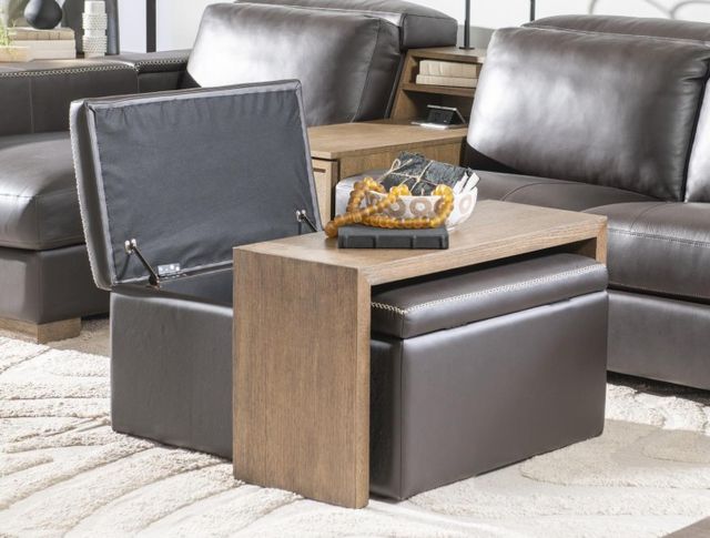 Legacy Classic Sierra Verona Coffee/Warm Oak Storage Ottoman with Wood Top Overlay-1