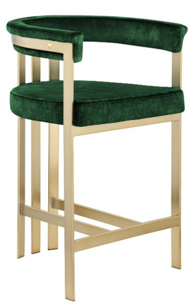 Meridian Furniture Marcello Green/Brushed Brass Counter Stool-0