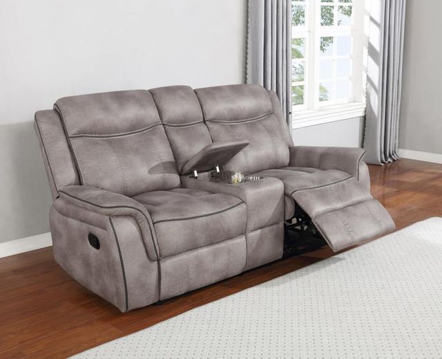 Coaster® Lawrence Taupe Reclining Upholstered Tufted Back Motion Loveseat-4