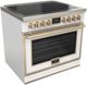 Fulgor Milano® Evoque 400 Series 36” Glossy White Pro Style Induction Range with Brushed Brass Trim-0