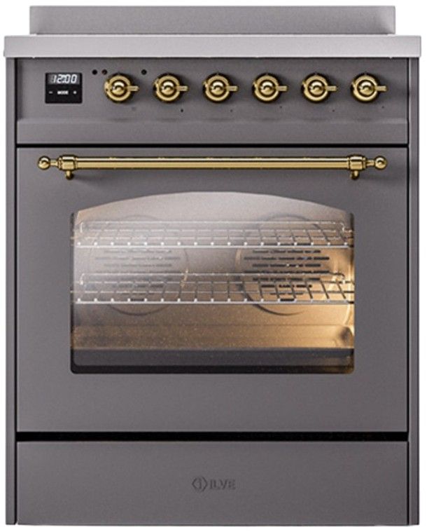 Ilve® Nostalgie II Series 30" Matte Graphite Pro Style Induction Range-3