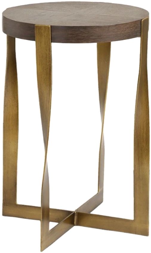 Uttermost® Drew Dark Chocolate End Table with Brass Base-0
