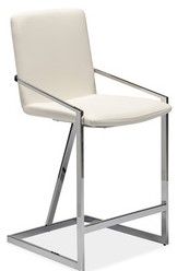 Mazin Furniture Jasmine Chrome/White Counter Arm Dining Chair-2