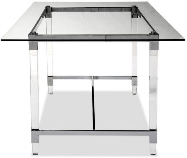 Mazin Furniture Lyrica Glass Top Rectangle Dining Table with Chrome Base -2