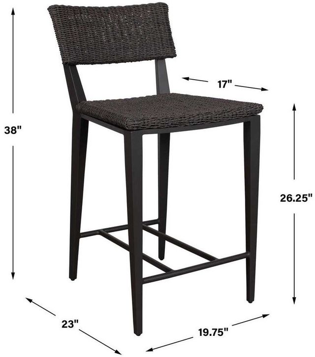 Uttermost® Calbas Java Black Aluminum/Wicker Indoor-Outdoor Counter Stool-1