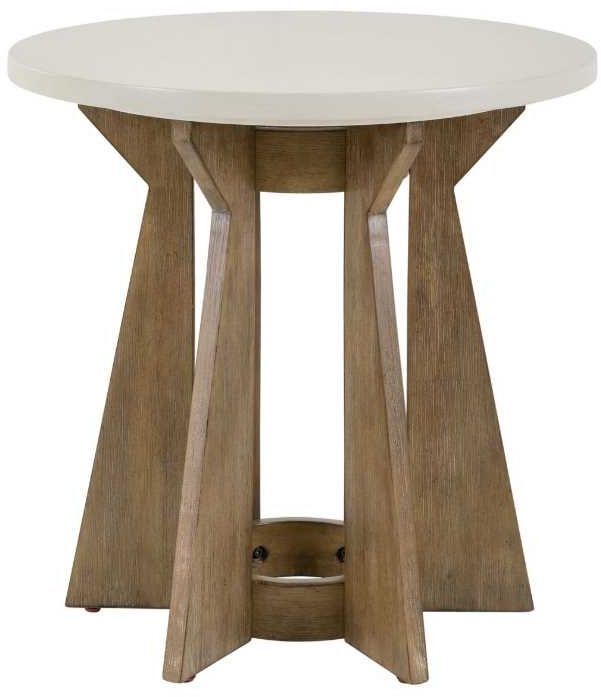 Liberty Furniture Berkley Square Linen Round End Table with Khaki Base-2