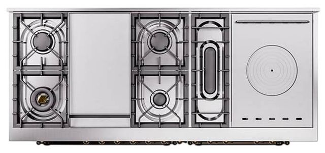 Ilve® Nostalgie II Noblesse 60'' Custom RAL Color Pro Style Dual Fuel Range with Burnished Trim-2