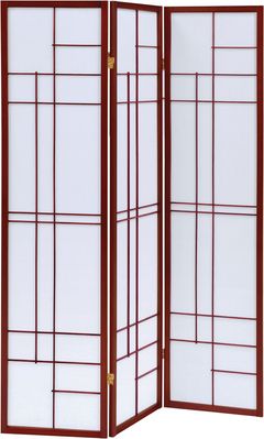 Coaster® Katerina White/Cherry 3-Panel Folding Floor Screen