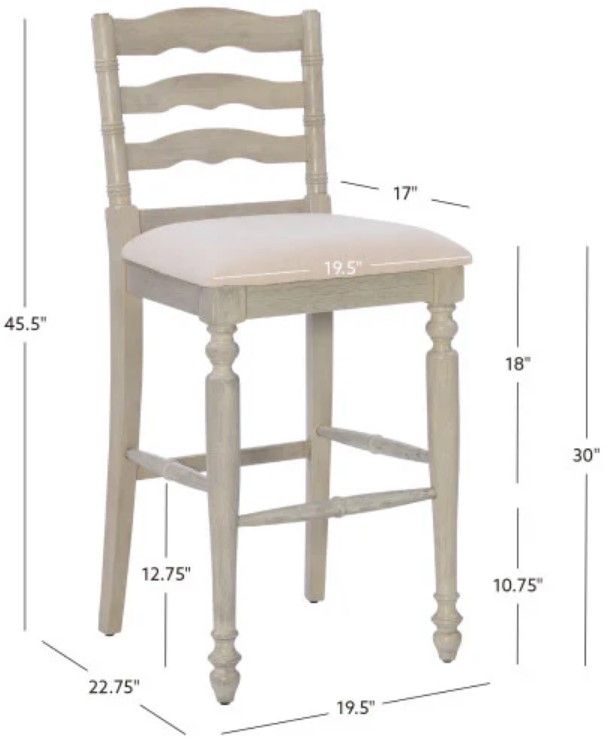 Linon Marino White Wash Bar Stool-2