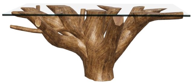 Modus Furniture One Glass Top Coffee Table with Natural Base-2