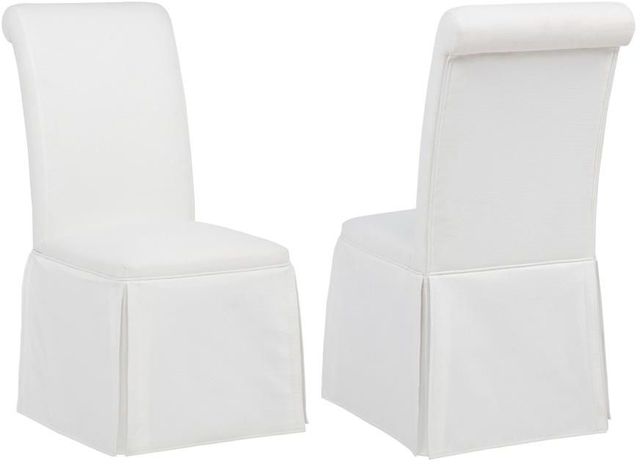 Coaster® Shawna 2-Piece White Upholstered Skirted Side Chair Set-0