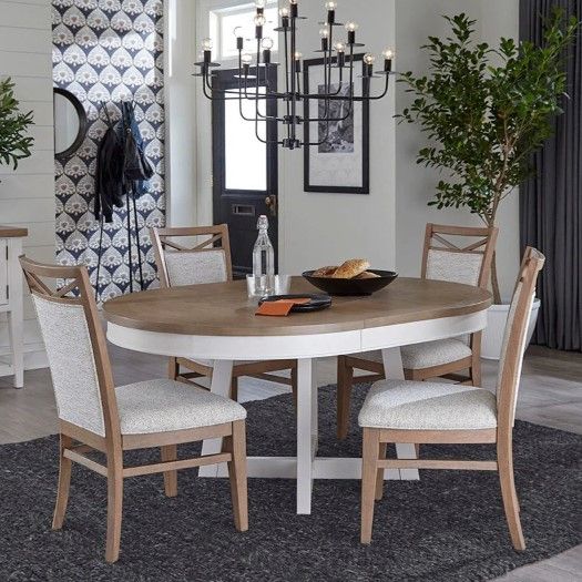 Parker House® Americana Modern 5-Piece Weathered Natural Round Dining Table Set with Cotton Base-2