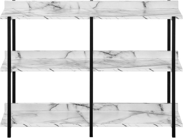 Monarch Specialties Inc. 48"L White Marble Look Console Table with Black Metal Frame-1