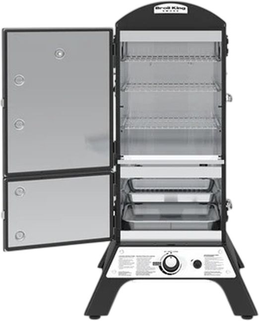 Broil King® Smoke™ 28” Black Freestanding Natural Gas Cabinet Smoker-1