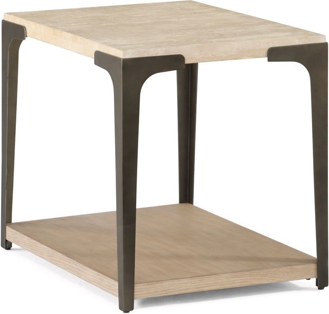 Flexsteel® Omni Natural Light End Table with Antique Bronze Metal Frame-0